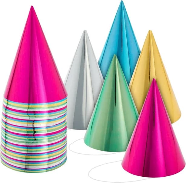 Blue Panda 50 Pack Birthday Party Cone Hats For Kids And Adults, Bulk
