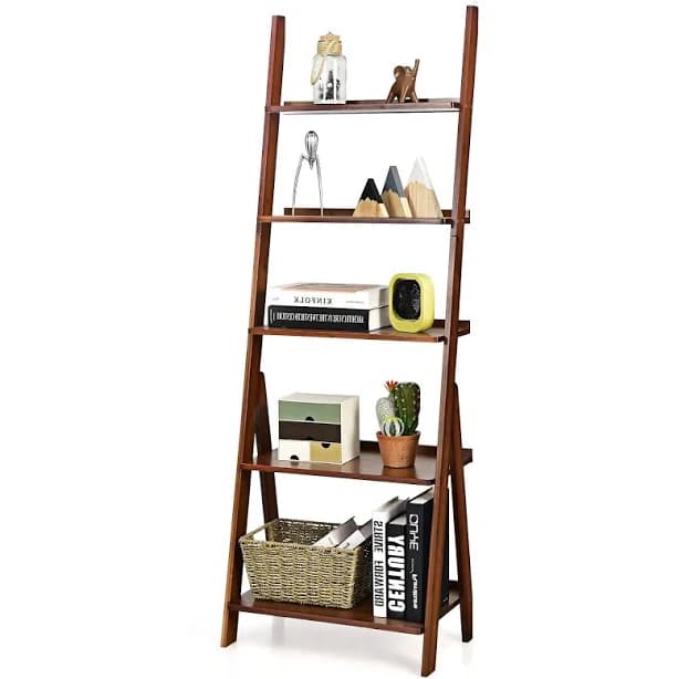 Costway 5-Tier Bamboo Ladder Shelf for Home Use