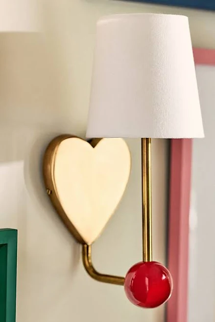 Anthropologie Quinn Heart Enameled Shaded Sconce Wall Light