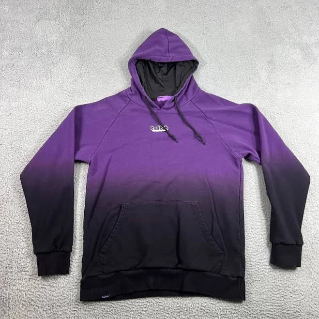 Twitch Hoodie M Purple Black fade Pullover Sweatshirt twitch Con 2017