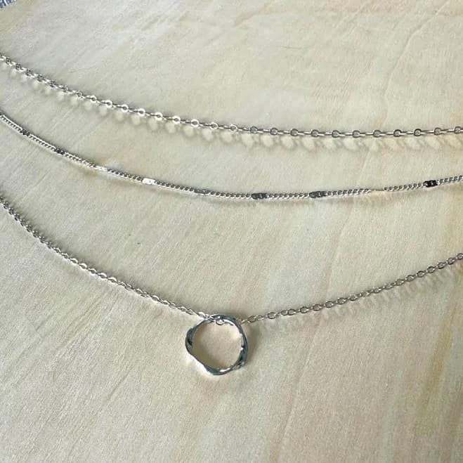 Minimalist Dainty Circle Pendant Silver Necklace