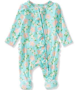 Angel Dear Baby Girl's Daisy Print Zipper Footie