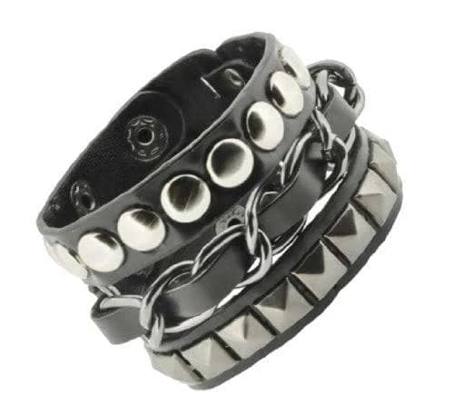 Gothic Leather Biker Bracelet