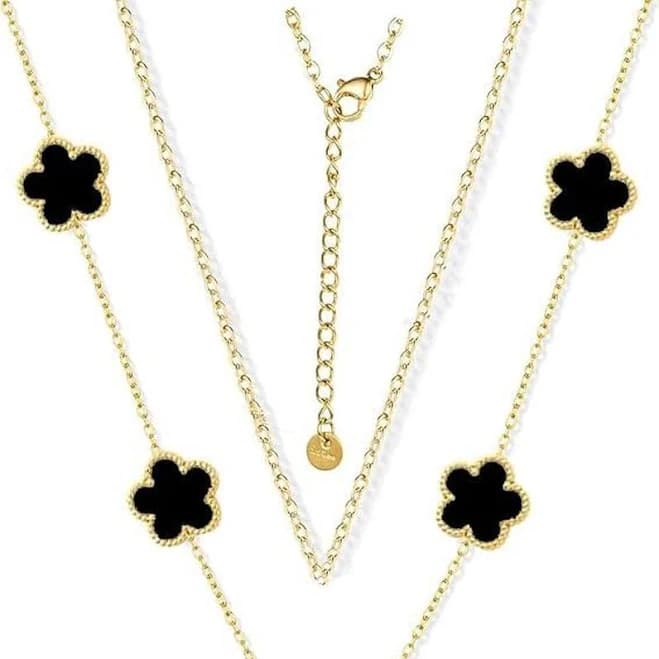 Four Leaf Clover Necklace For Women 18k Gold Layered Dainty Plated