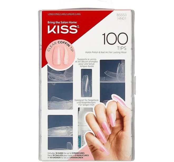 Kiss 100 Nails Clear Coffin Tip
