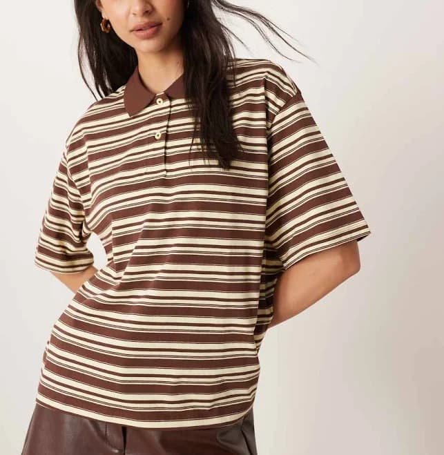 Aware Short Sleeve Stripe Polo Top