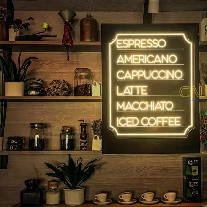 Coffee Menu Neon Sign Menu Board Coffee Shop Custom Coffee Logo Sign Coffee Menu Bar Decor Coffee Shop Coffee Bar Sign Coffee Wall Neon Sign