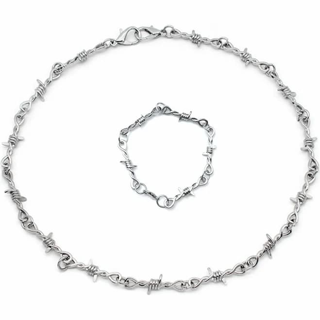 Jin Yu Punk Barbed Wire Thorn Choker Necklace