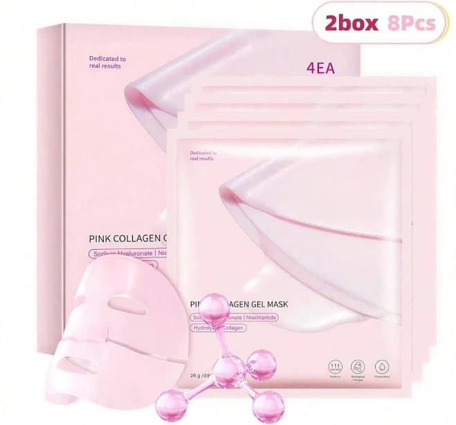 Salmon DNA PDRN Pink Collagen Gel Mask 2-Box Set | Overnight Face Mask For Glass Glow Skin - Elasticity, Hydrating, Firming | 28g, 4ea/Box, 8pcs Total