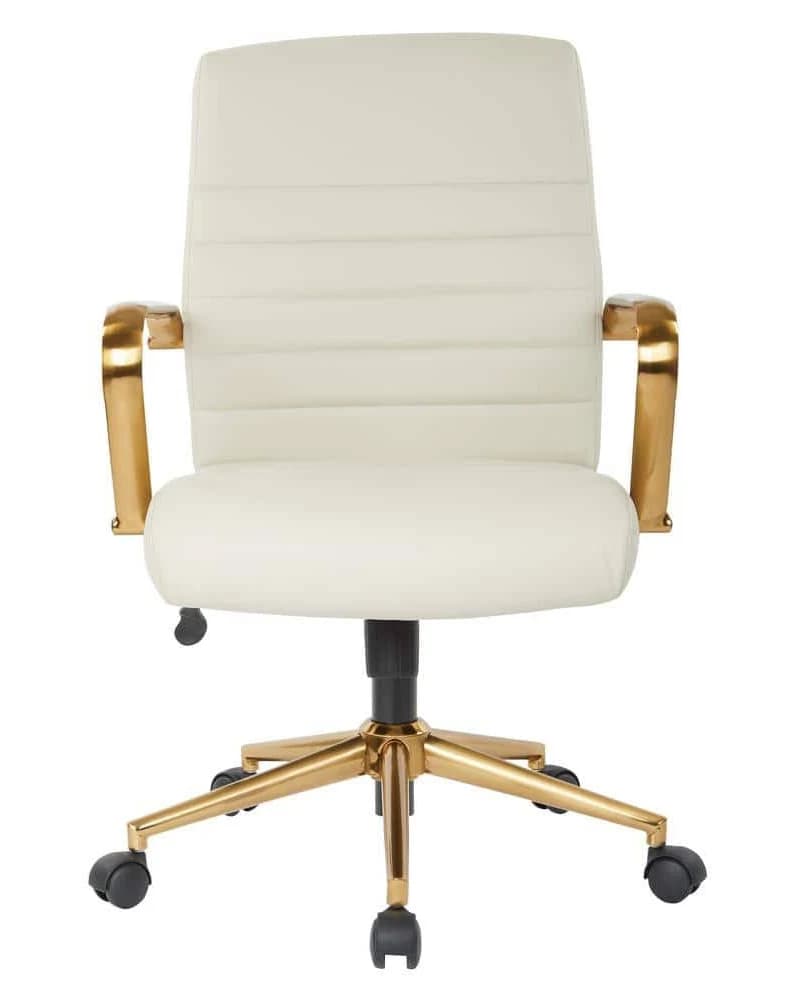 osp home furnishings Mid-Back Faux Leather Chair with Gold Arms and Base