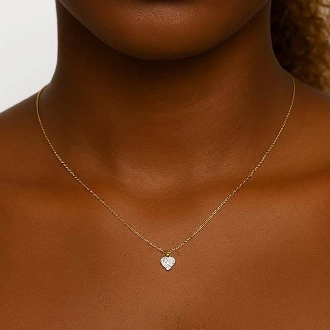 14K Gold Cubic Zirconia Heart Charm