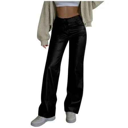 Women's High-Waisted Faux Leather Pants