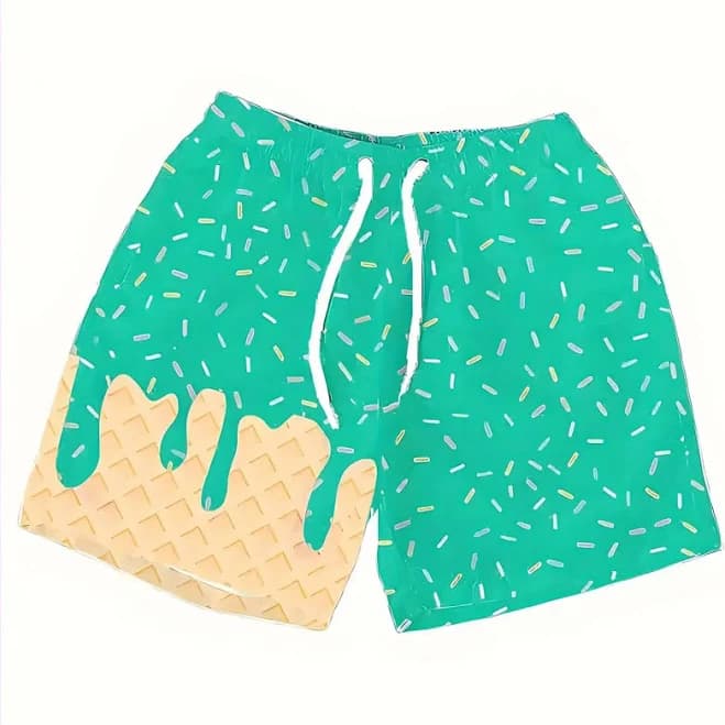 Men's Ice Cream Print Swim Shorts