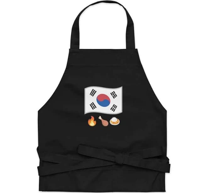 Korea Flag Organic Cotton Apron Black