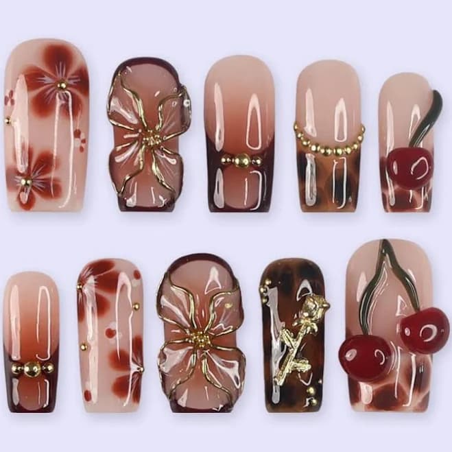 Scarlet Reverie Handmade Press On Nails