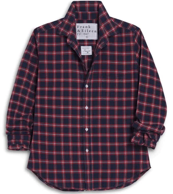 Eileen Relaxed Button Up - Red Blue White Plaid Flannel - L / PRBW