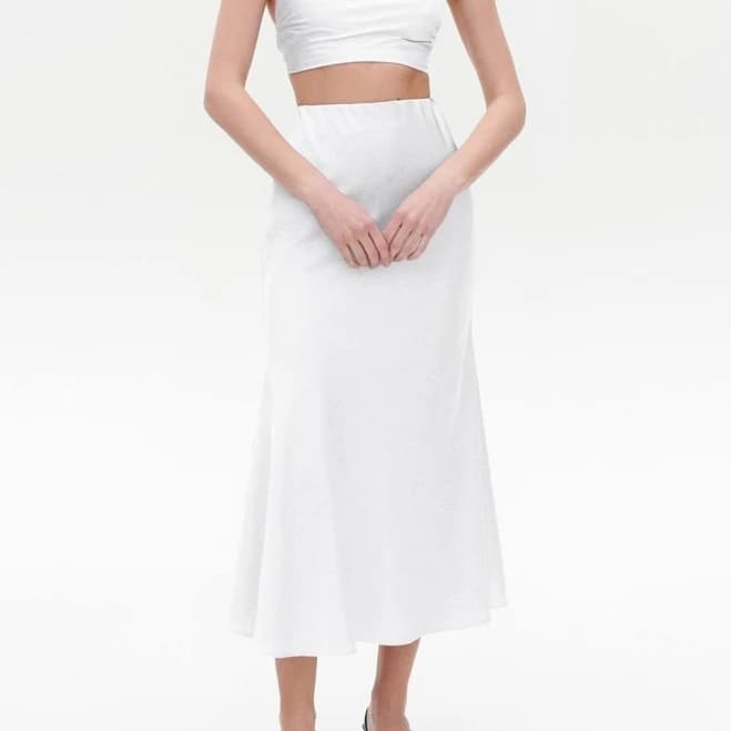 Silk Satin Midi A-Line Bias Cut Skirt