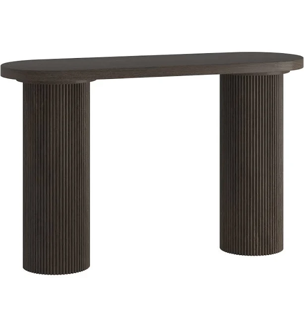 Meyer&Cross Isa 55 in. Brown Oak Oval Console Table