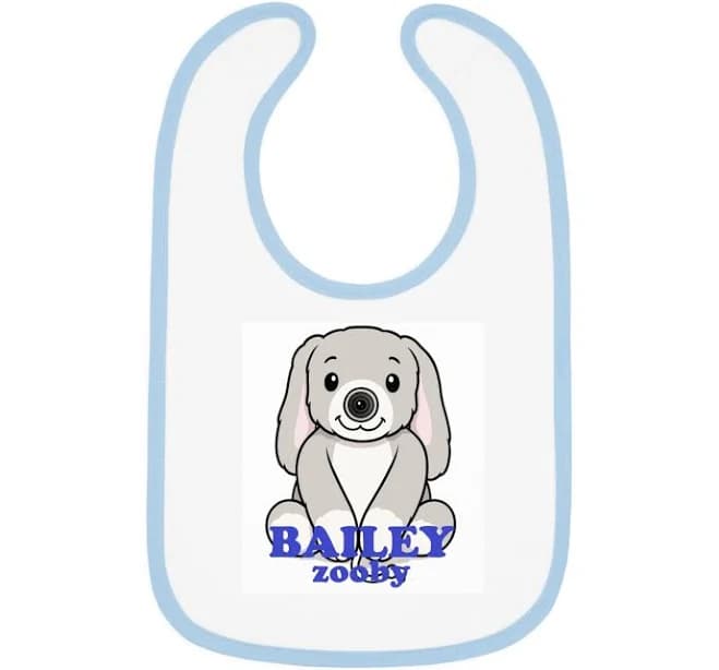 Baby Contrast Trim Jersey Bib White/Light Blue / One size