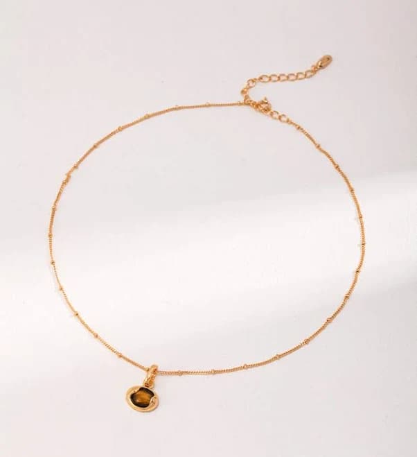 Tiger's Eye Stone Pendant Necklace