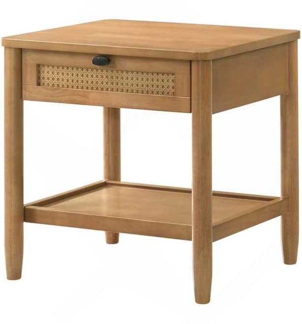 Everly Quinn Vichy Single-Drawer Bedroom Nightstand with Shelf