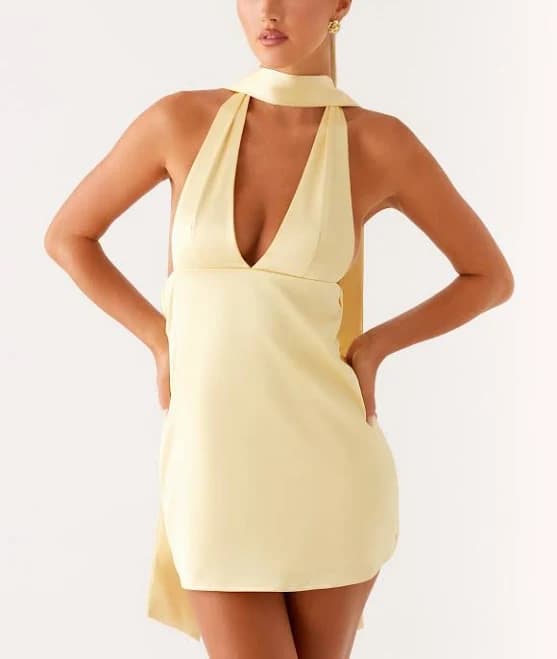 Alicia Satin Halter Mini Dress