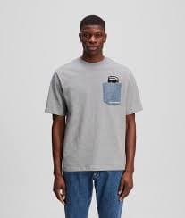 IKON DENIM POCKET T-SHIRT | Light Grey Mel | Men | KARL LAGERFELD