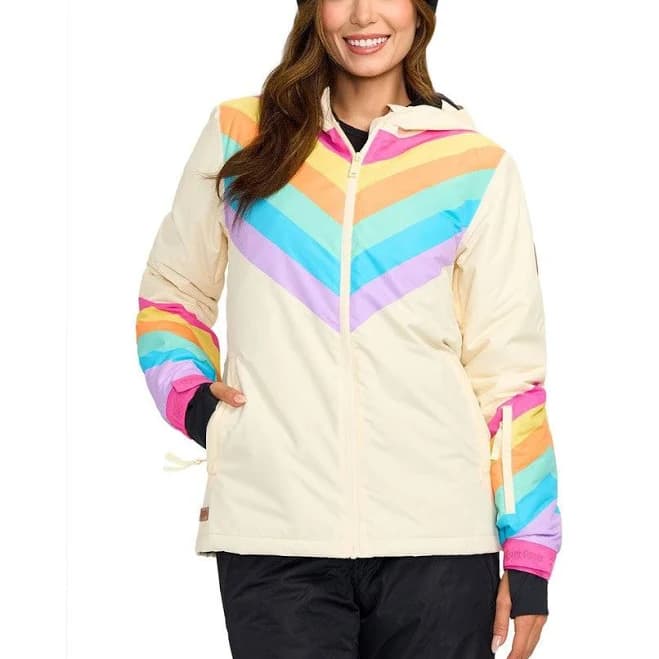 Tipsy Elves Women's Retro Rainbow Waterproof Ski Jacket
