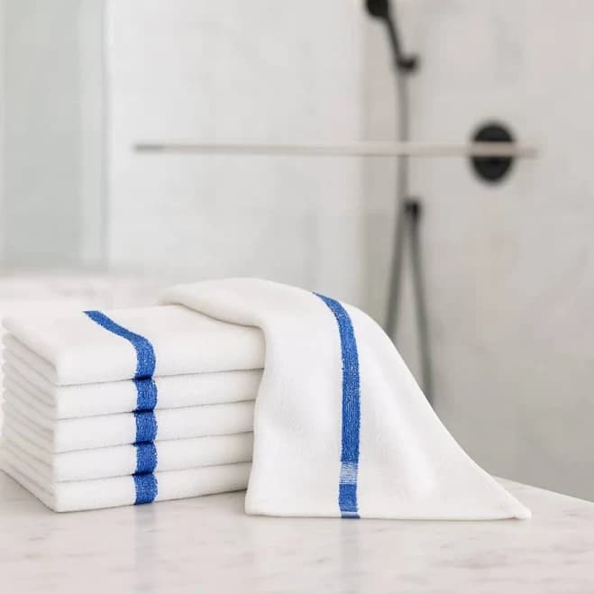 22x44 Economy Blue Center Stripe Bath Towel 100% Cotton