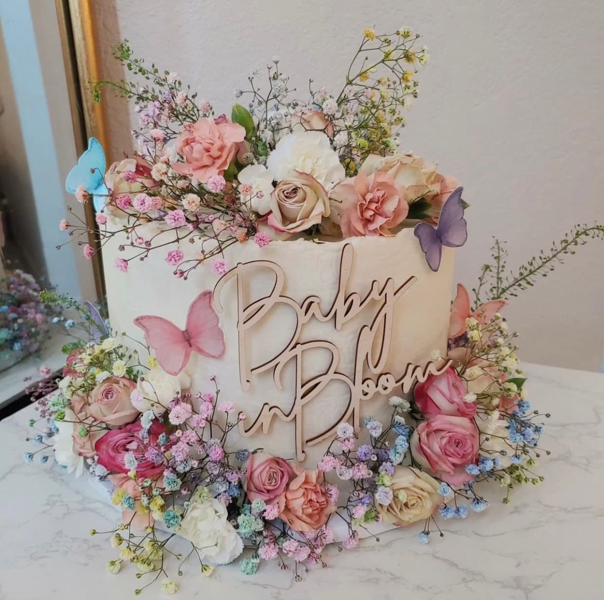 Baby in Bloom Cake Charm Plaque | Baby Shower Cake Charm | Wooden Cake Charm | Gender Reveal Cake Décor | Baby in Bloom Cake Topper - Etsy