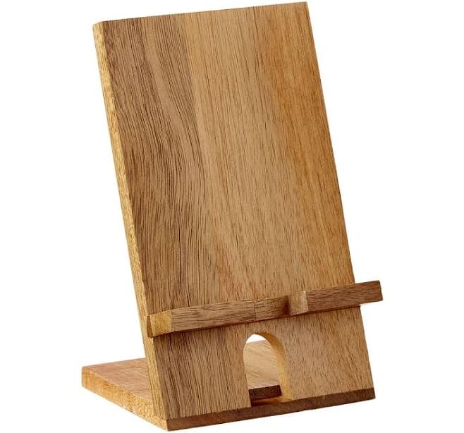 Rowan Acacia Smartphone & Tablet Stand, 4" x 4" x 6-1/2" h | The Container Store