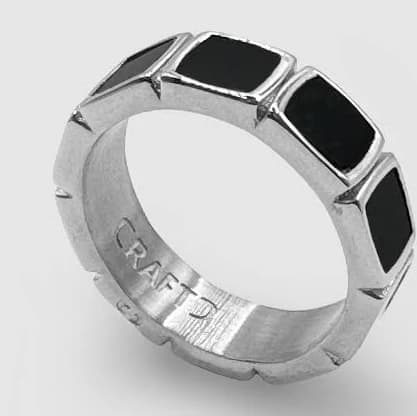 CRAFTD Men's Black Onyx Signet Band Ring in Silver