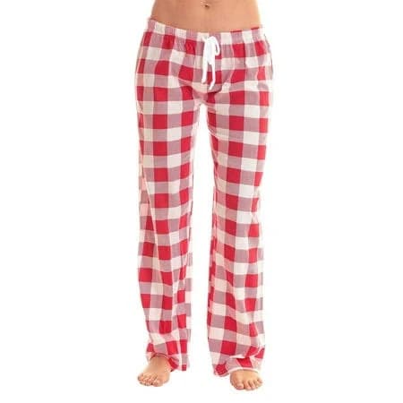 Women's Stretch Plaid Flannel Pajama Pants with Drawstring Waist