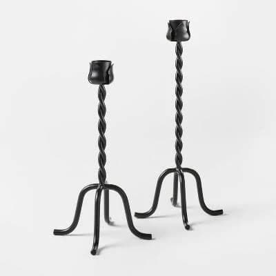 Threshold Set of 2 Metal Taper Candle Holders