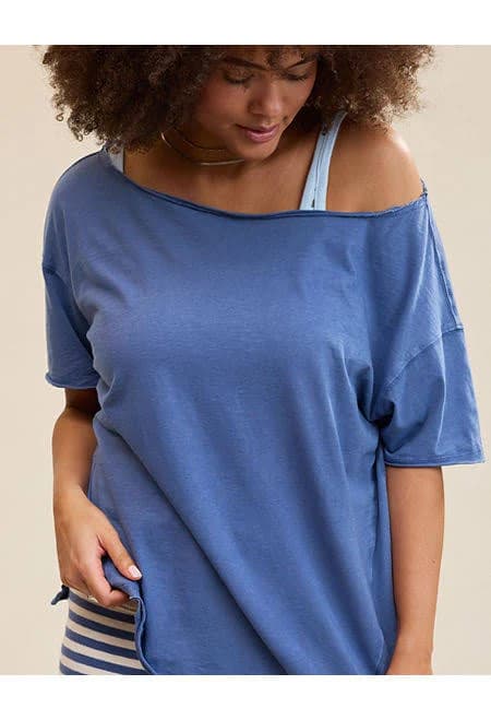 Aerie Women's Oversized Off The Shoulder Boyfriend T-Shirt