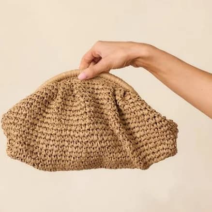 Red Dress Women's Raffia Woven Clutch