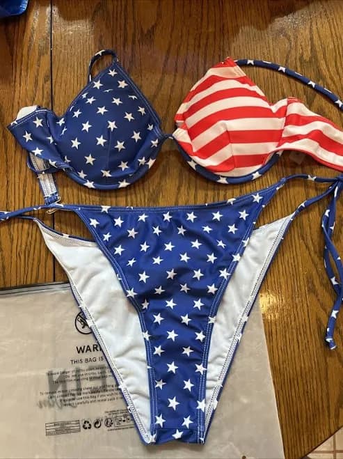 Shein Swim American Flag Underwire Bikini