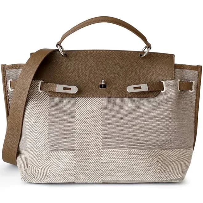 Canvas Color Block Satchel Bag