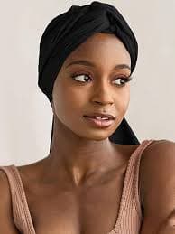 Women's Long Black Elastic Knit Headscarf, Breathable & Lightweight Head Wrap, Solid Color For Summer Headband | SHEIN EUQS