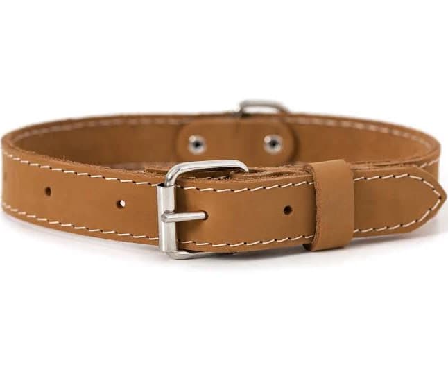 Pro Line Hunting Khaki Leather Dog Collar