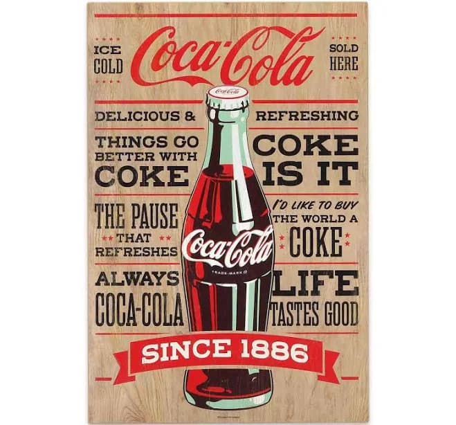 Open Road Brands Coca-Cola Slogans Wood Wall Decor