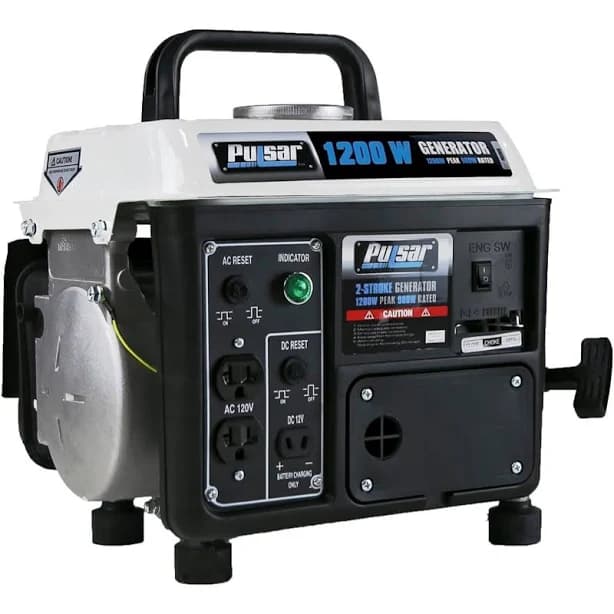 Pulsar G1200SG 1,200 W Carrying Handle Gas-Powered Portable Generator, 1200w, Generators, Black/Gray