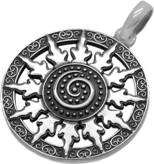 Sterling Silver Ancient Sun Spiral Pendant