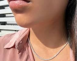 White Gold 5 Carat Diamond Tennis Necklace. 5 Carat Diamond Necklace. 14k White Gold Diamond Necklace Diamond Choker - Etsy