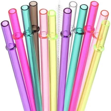Dakoufish 11 Inch Clear Reusable Plastic Replacement Drinking Straws