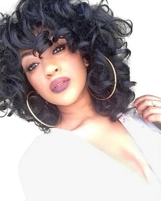ELIM Women's Fluffy Wavy Synthetic Hair Wig