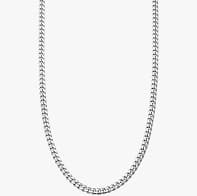 Thick Cuban Link Chain Necklace in Rhodium Plated Sterling Silver, 5mm
