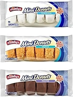 Donut Variety Assortment, Chocolate Frosted, Crunch, and Powdered Sugar, Pack of 12
