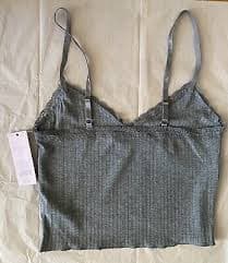 NWT WILD FABLE WOMEN'S LACE TRIM V-NECK CROPPED TINY TANK TOP HEATHER GRAY SMALL | eBay