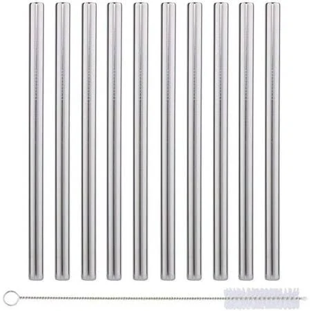 Impresa 10-Pack Stainless Steel Boba Straws